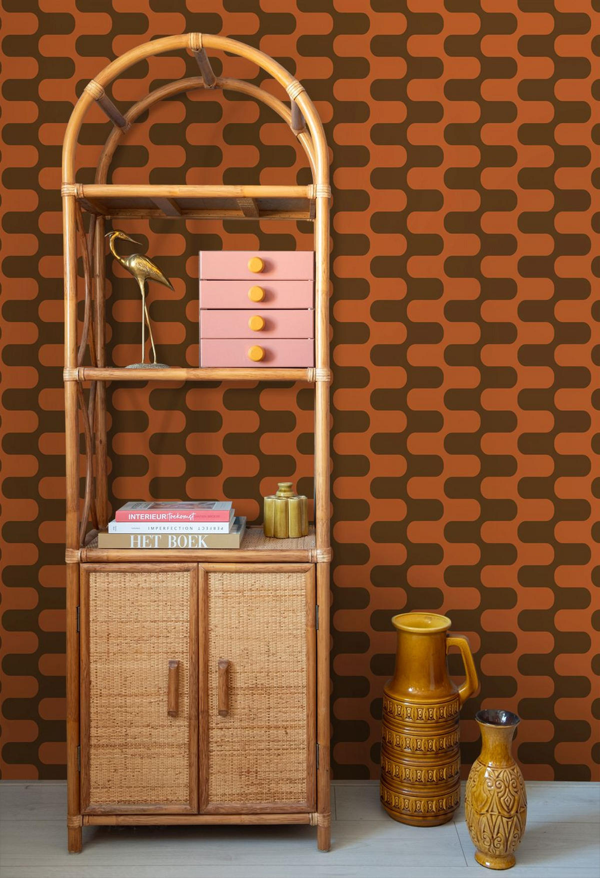 TAPETE Wellenlinien 50 x 900 cm - Orange, Papier (50/900cm) - ESTAhome