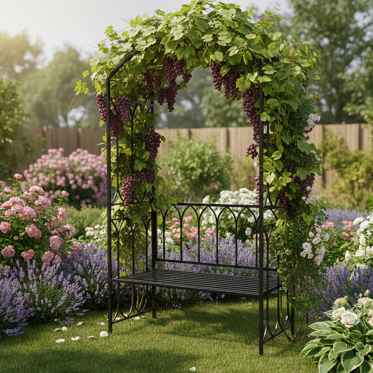 ROSENBOGEN - Schwarz, Metall (55/210/48cm) - Relaxdays