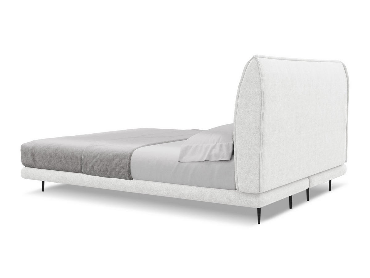 POLSTERBETT Doppelbett mit Matratze Bouclé Stoff Weiß - Schwarz/Weiß, Textil/Metall (140/200cm) - Makamii
