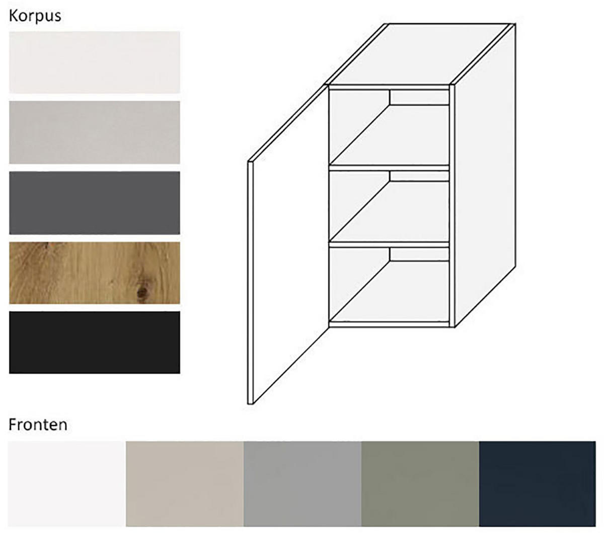 HÄNGESCHRANK Salo W2/40 Lava / Reed Green Matt 40 / 32,5 / 72cm - Dunkelgrau/Grün, Holz/Holzwerkstoff (40/72/32.5cm) - Feldmann-Wohnen
