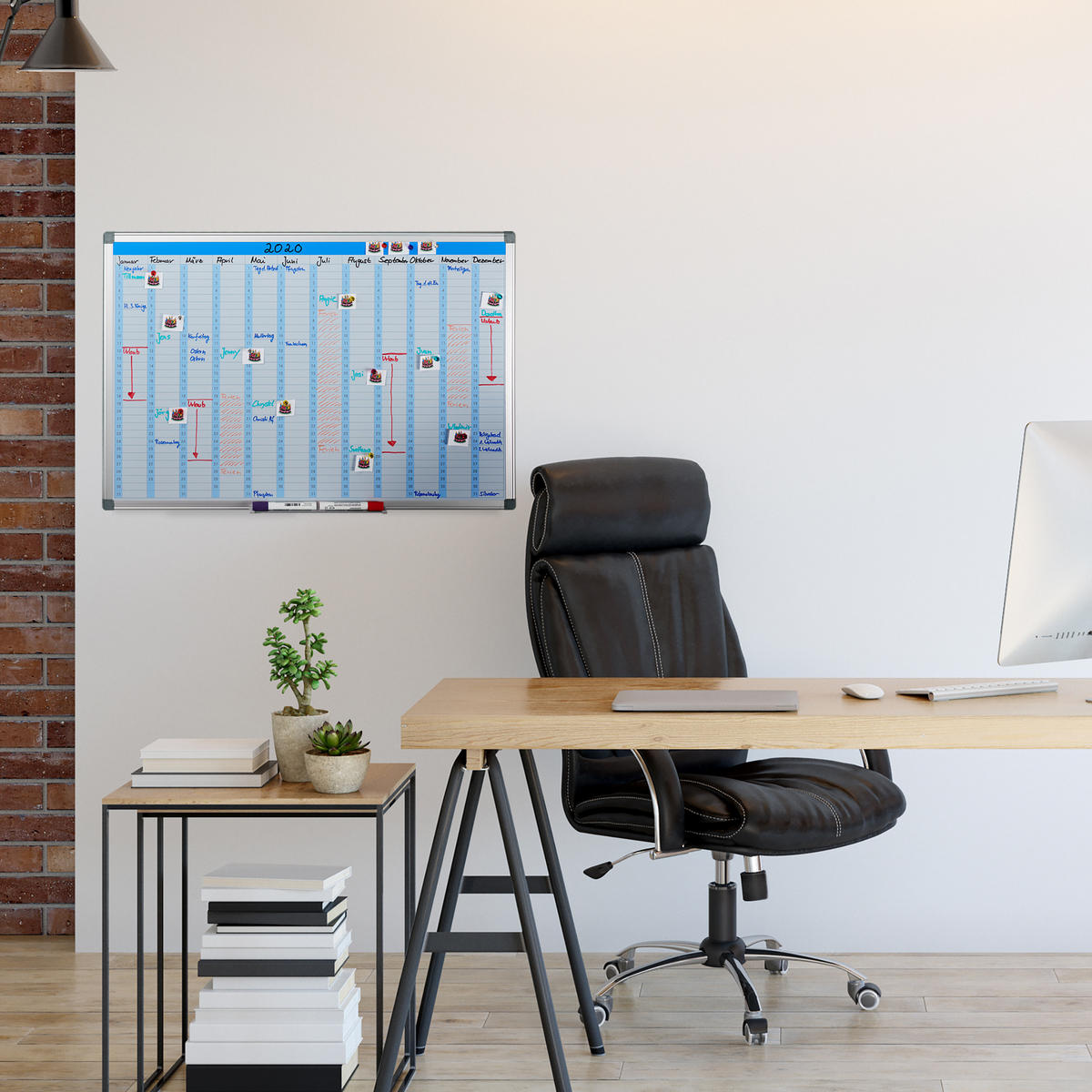 WHITEBOARD Planer - Weiß, Metall (90/60/5cm) - Relaxdays