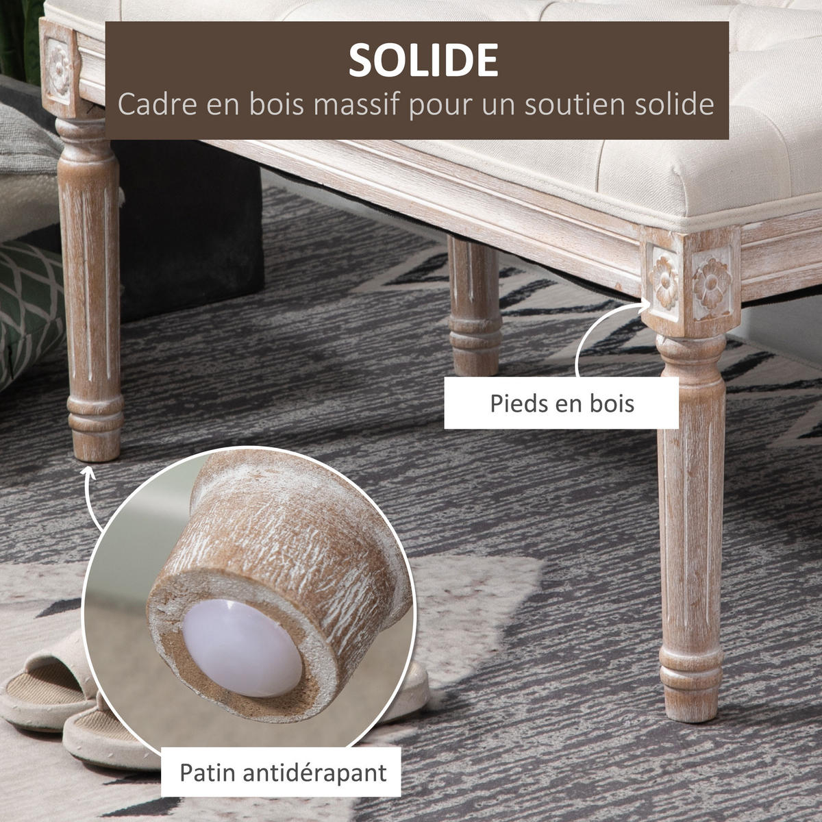 SITZBANK Beige 80/40/43 cm - Beige, Holz/Textil (40/43/80cm) - PANGIVO