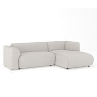 ECKSOFA Melani Beige Webstoff - Rechts Seite - Beige/Schwarz, Holz/Holzwerkstoff (162/256cm) - Maison de Reve