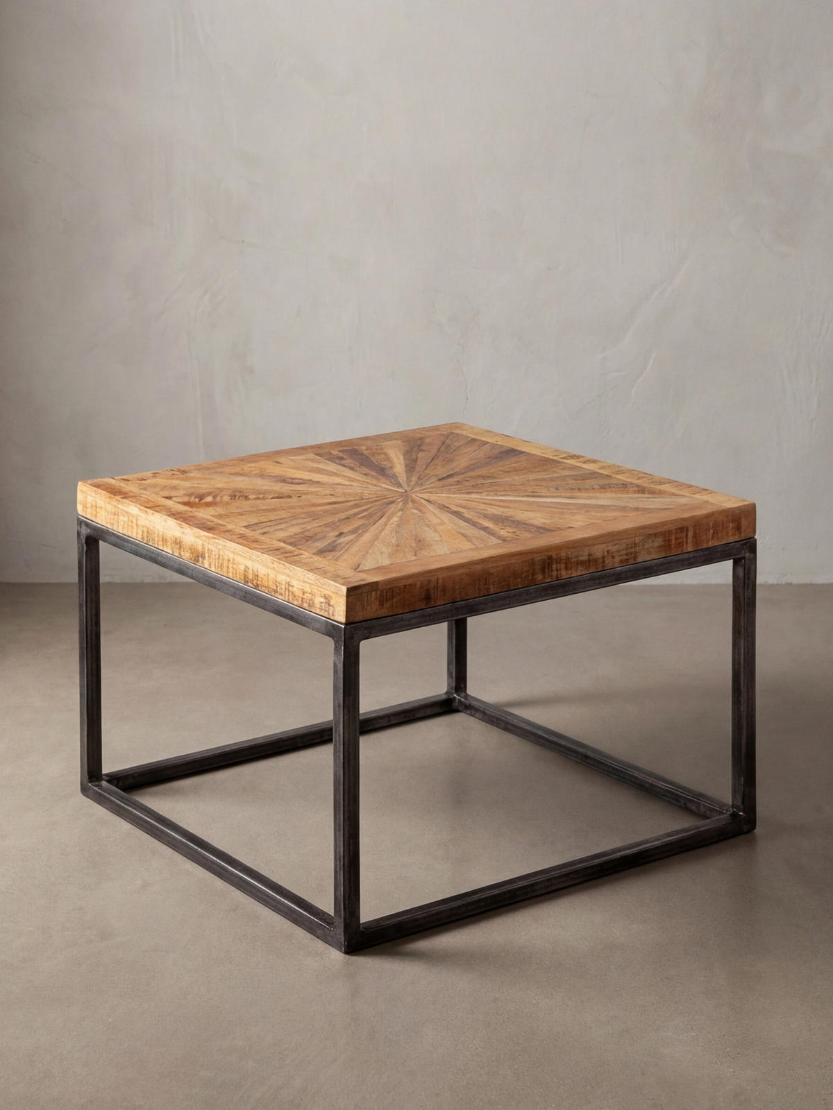 COUCHTISCH Mangoholz Modernes Design Große Ablagefläche Stabile Beine - Schwarz/Braun, Holz/Metall (55/55/40cm) - KADIMA DESIGN