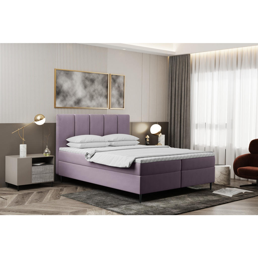 Thumbnail - Kaiser Möbel Boxbett, Violett, Textil, 2 Schubladen, H2, Höhe ca. 20 cm, einzeln stellbar, 166x200 cm, Reach, Schlafzimm...