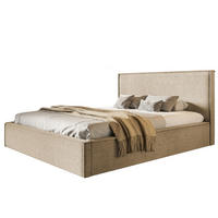 BETT 90x200 - Polsterbett mit Bettkasten und Holzrahmen - Modern Betten - Hochwertiger Poso-Stoff - Kollektion Milano - Dunkelbeige - Beige, Holz/Textil (90/200cm) - Alpi-Möbel