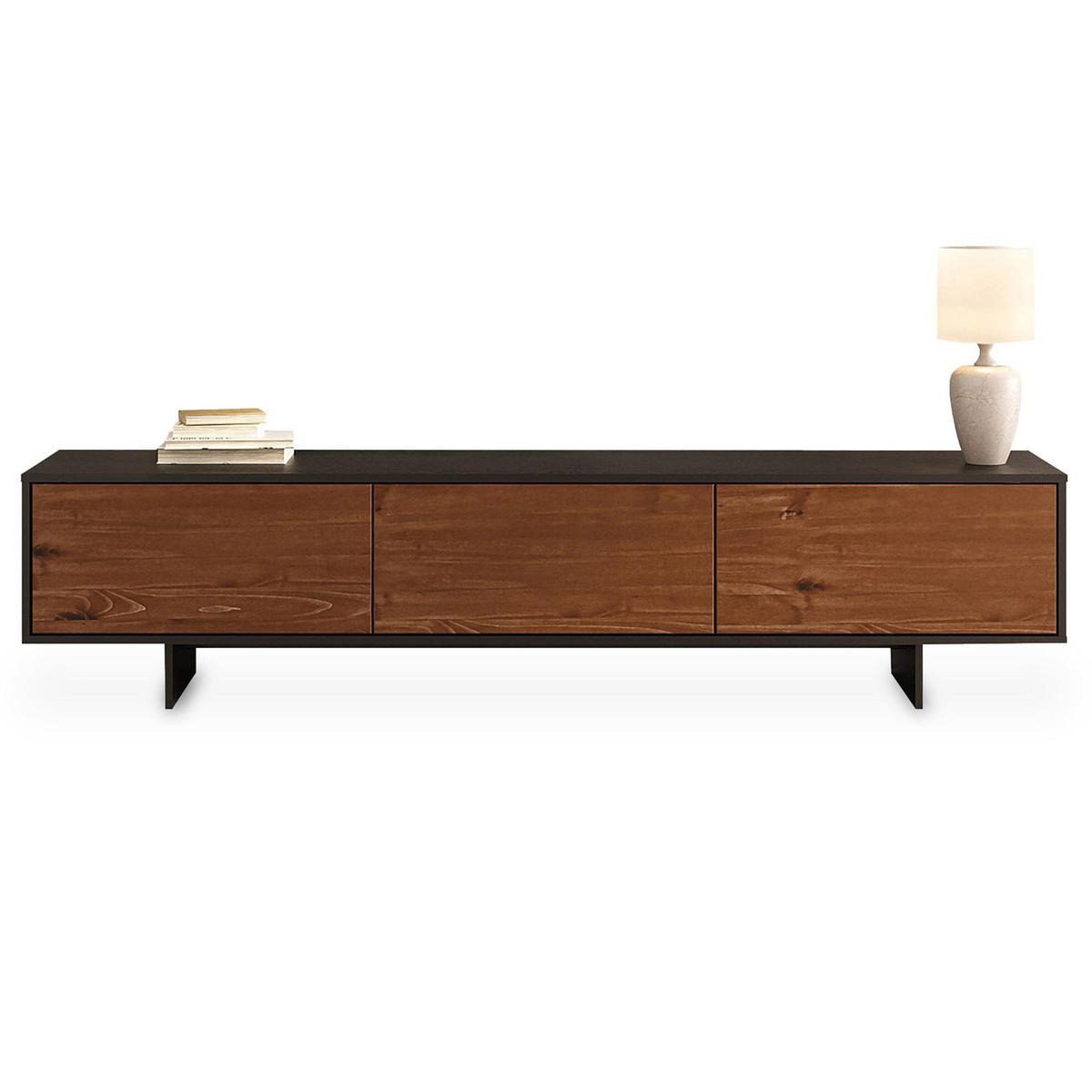 LOWBOARD ARTO - Kastanienfarben/Schwarz, Holz (184/42/39cm) - IDIMEX