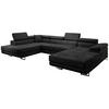 WOHNLANDSCHAFT Vild mit verstellbaren Kopfstützen, Dunkelgrau, links - Chromfarben/Dunkelgrau, Textil (350/90/205cm) - Beautysofa
