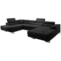 WOHNLANDSCHAFT Vild mit verstellbaren Kopfstützen, Dunkelgrau, links - Chromfarben/Dunkelgrau, Textil (350/90/205cm) - Beautysofa