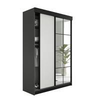 SCHIEBETÜRENSCHRANK LAMARO - 138x205x59 - Graphit & Weiß - Graphitfarben/Weiß, Holzwerkstoff (138/205/59cm) - Kier Furniture