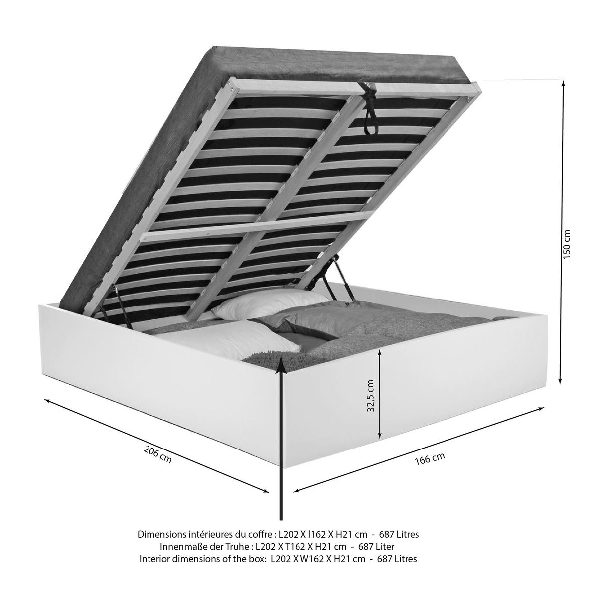 BETTKASTEN BILBAO mit Lattenrost/ Bett 160x200 - Weiß - Weiß, Holzwerkstoff (160/200cm) - Weber Industries