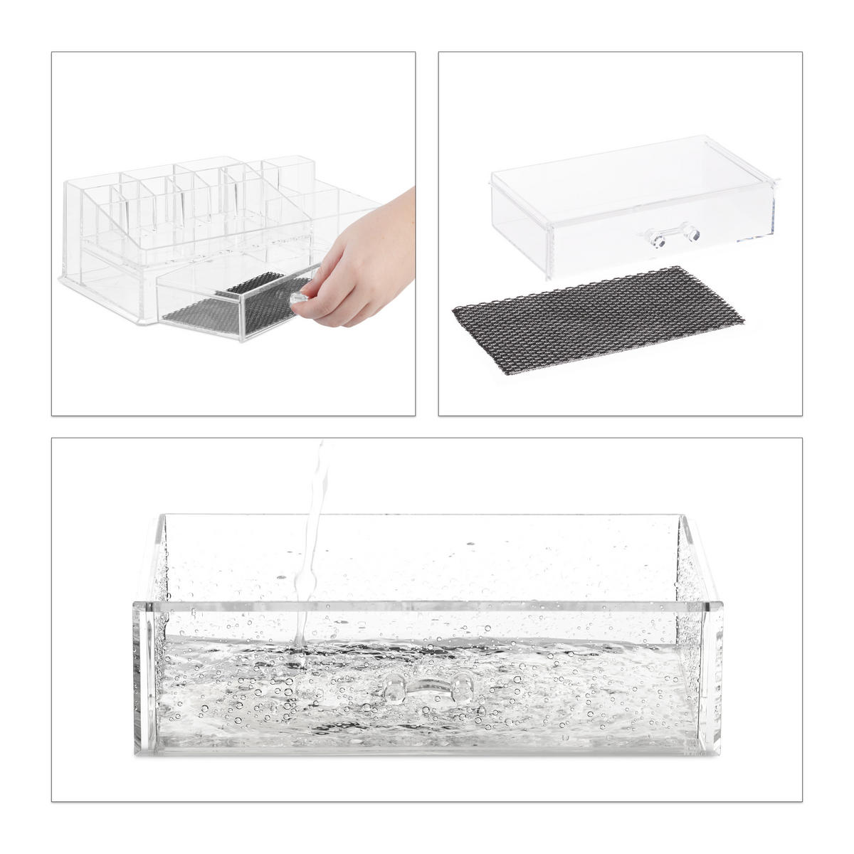MAKEUP Organizer - Transparent, Kunststoff (28/10/18cm) - Relaxdays