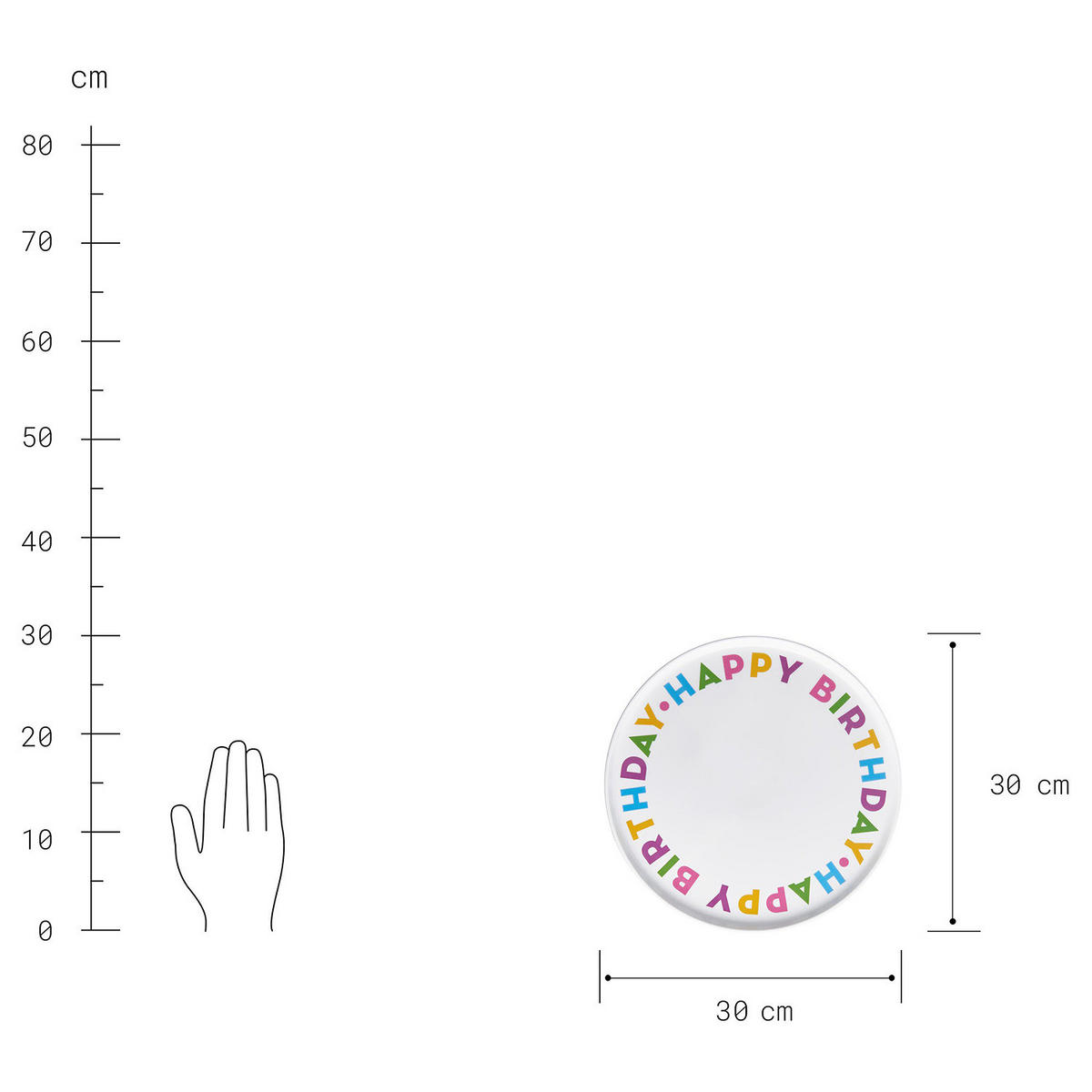 KUCHENPLATTE Happy Birthday - Multicolor, Keramik (32/1/32cm) - Butlers