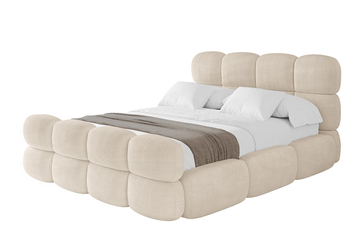 POLSTERBETT mit Bettkasten, Fußteil und Lattenrost, Boxbett ohne Matratze - NOMA-Z 180x200 Beige - Creme, Holzwerkstoff/Textil (180/200cm) - ALTDECOR