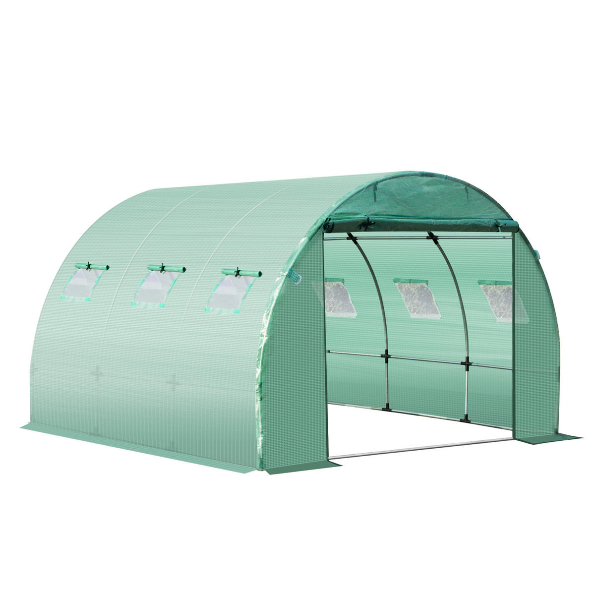 ERSATZPLANE DE-11895 9 m² mit 6 Fenstern & Tür Dunkelgrün - Grün, Kunststoff (300/200/300cm) - ComfortXL
