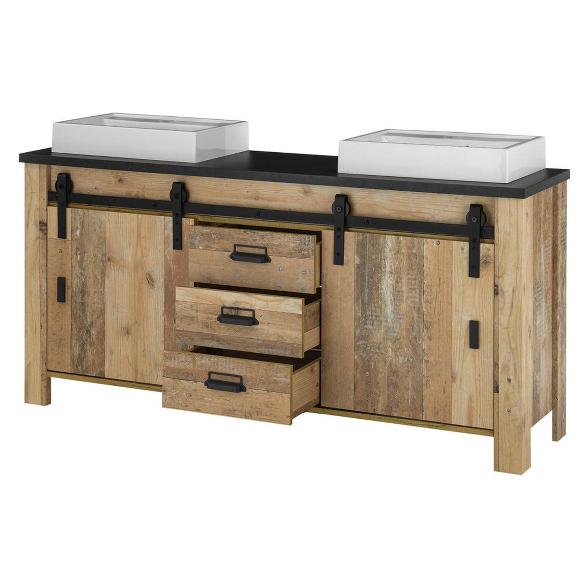 BADMÖBEL-SET 4-TLG. Shelton-61 - Braun, Holzwerkstoff (235/210/43cm) - Lomado
