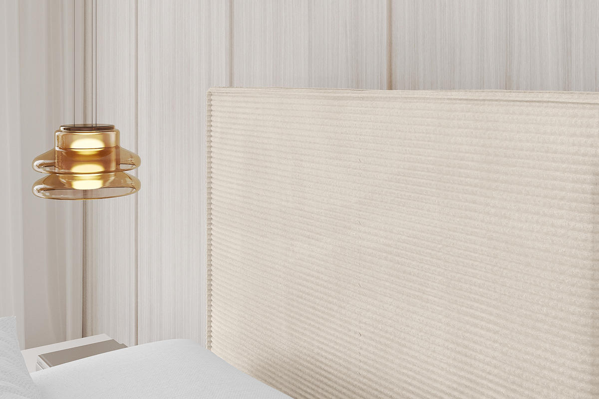 POLSTERBETT mit Bettkasten und Lattenrost, Bett mit Matratze H3/H4 - VANTO 180x200 Beige - Creme, Holzwerkstoff/Textil (180/200cm) - ALTDECOR