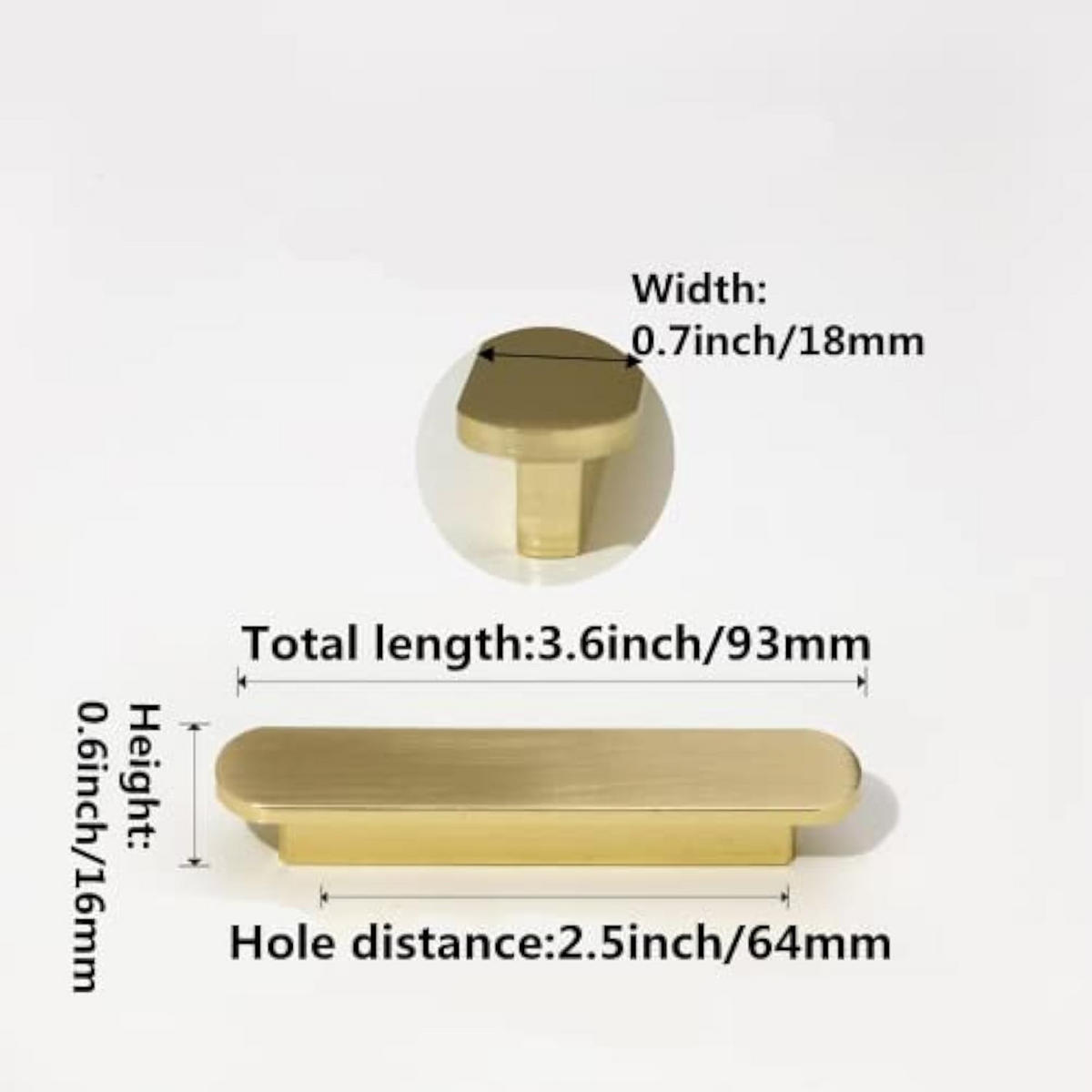 MÖBELGRIFF Gold 6er-Set 64 mm gebürstetes Messing - Goldfarben, Metall (1.8/1.6/9.3cm)