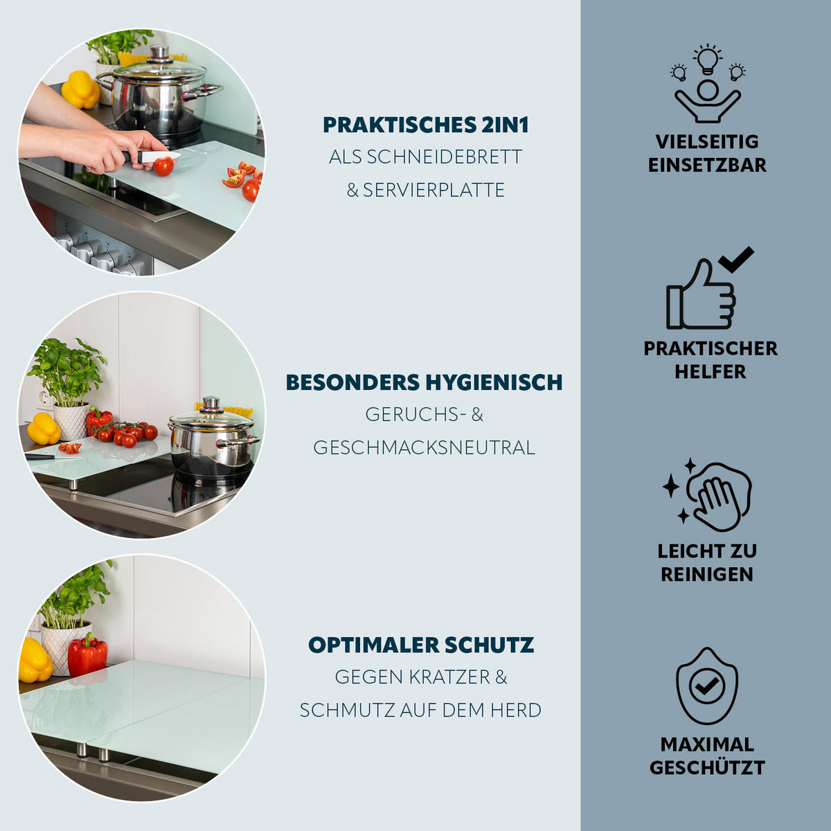 HERDABDECKPLATTE, weiß - Weiß, Glas (30/6/52cm) - bremermann