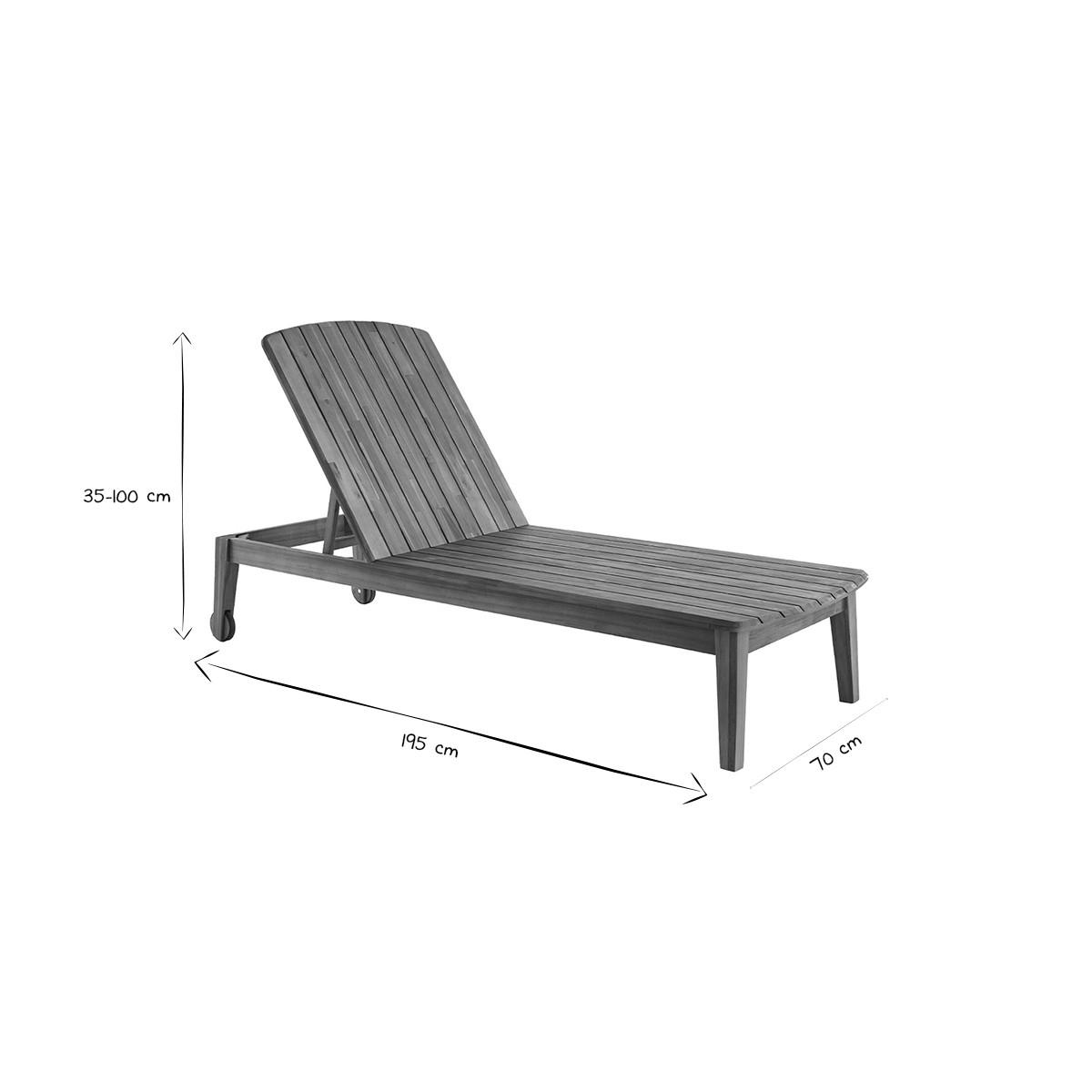 SONNENLIEGEN Massiv Akazienholz 2er-Set CANOPEE - Naturfarben, Holz (70/100/195cm) - Miliboo