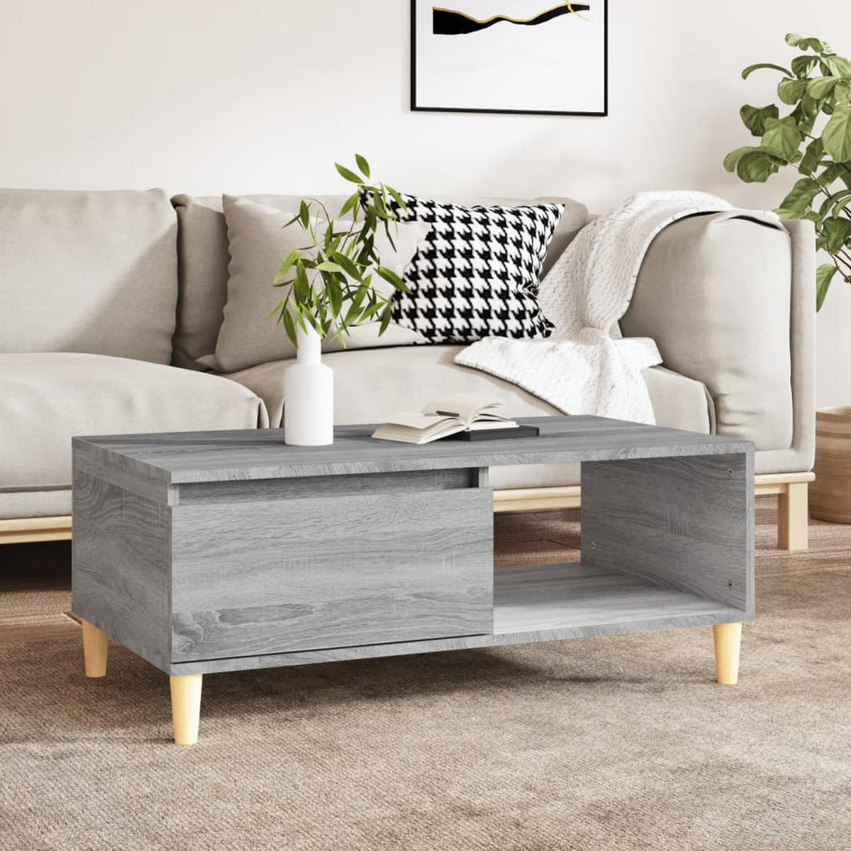COUCHTISCH Grau Sonoma 90x50x36,5 cm Holzwerkstoff - Grau, Holzwerkstoff (50/90/36.5cm) - furnicato