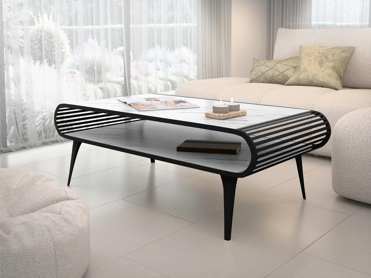 COUCHTISCH Aristo - Schwarz/Weiß, Holzwerkstoff/Metall (60/120/44cm) - MIRJAN24