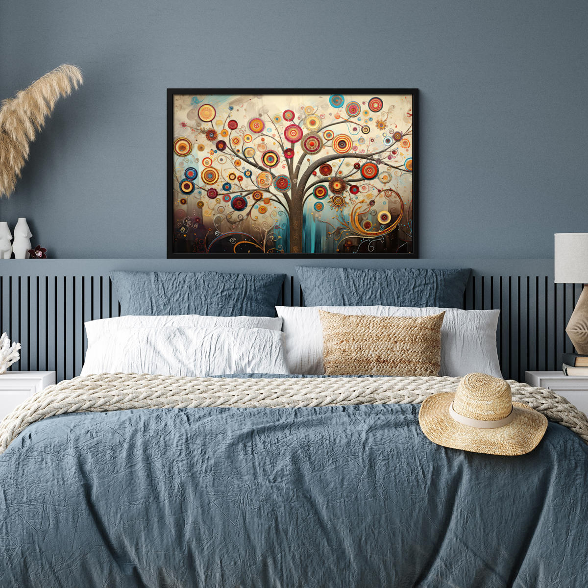 POSTER MIT RAHMENGERAHMTES BILD Baum - Baum des Lebens - Farbe 90x60 cm - Braun, Papier (90/60cm) - MuchoWow