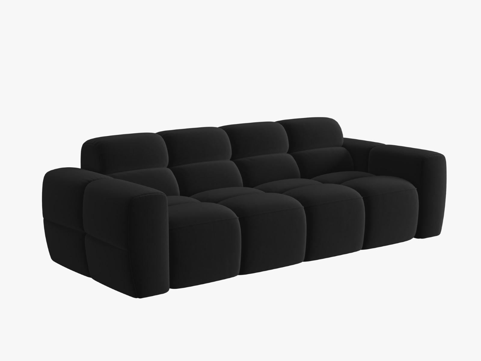 SOFA Lisa aus Samt schwarz 4 Sitzplätze - Schwarz, Textil (256/77/101cm) - Micadoni