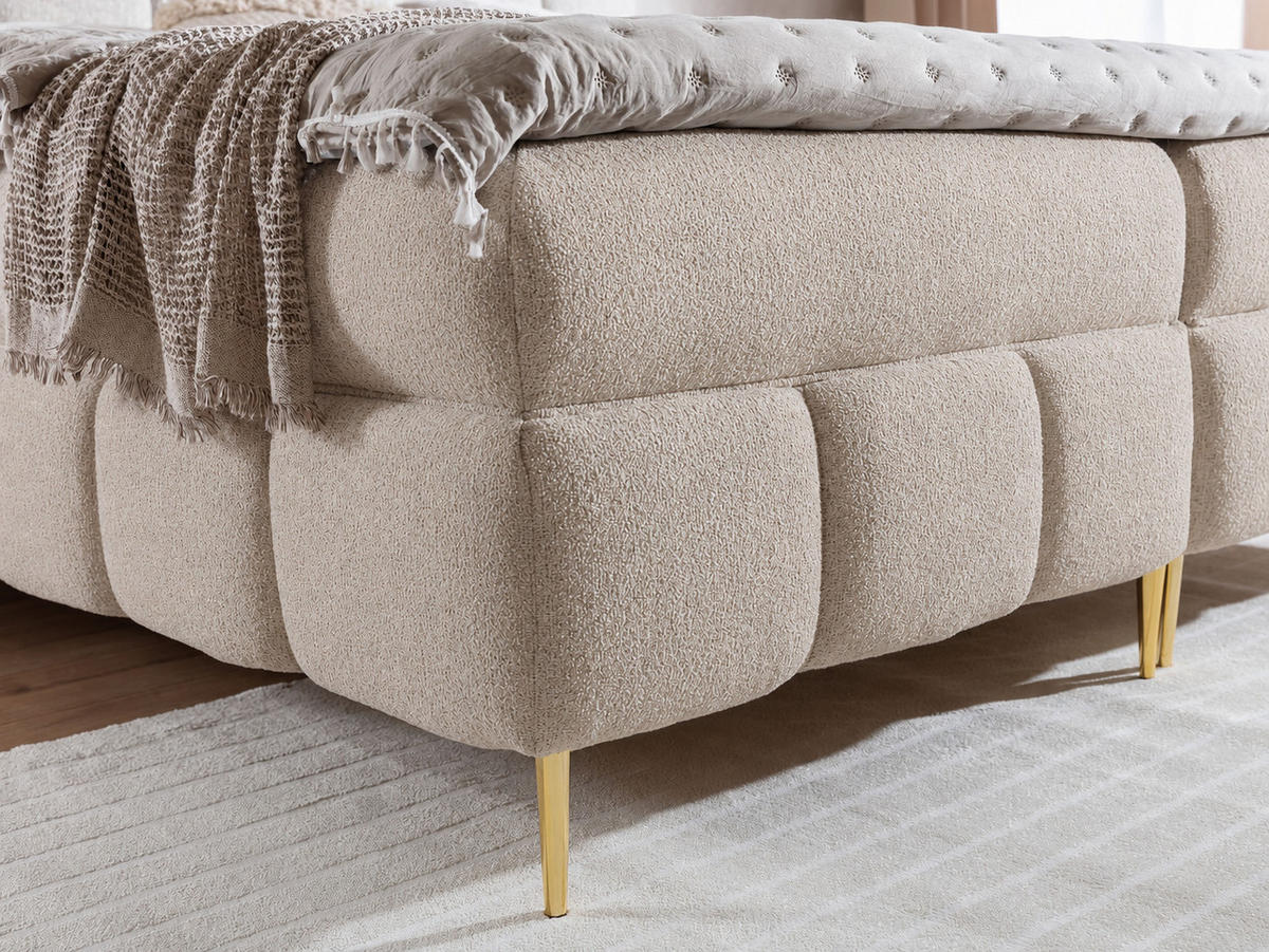 BOXBETT mit Stauraum in 140x200 cm in Beige - Beige, Textil (140/200cm) - Home Collective