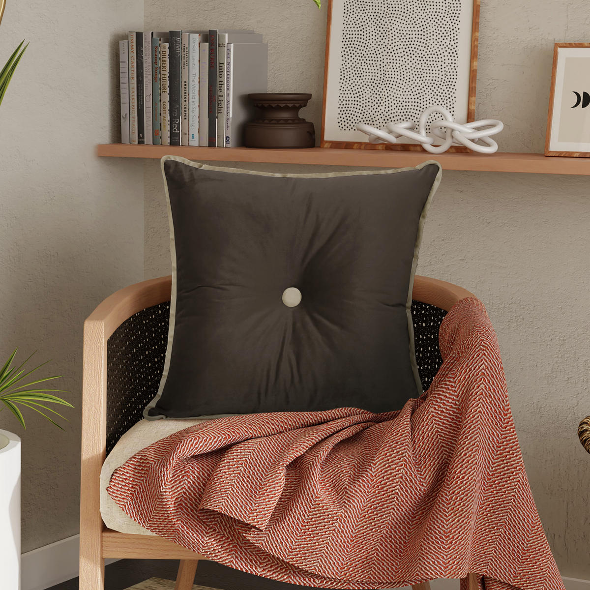DEKOKISSEN Quadratische Samt 50*50cm - Dunkelbraun, Textil (50/50cm) - Vercart