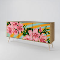 SIDEBOARD FRAGILE BEAUTY, Eicheneffekt, 164,5x42x77,5 cm, 3 Türen - Eichefarben/Buchefarben, Holzwerkstoff/Buchenholz (164.5/77.5/42cm) - SpaceRebels