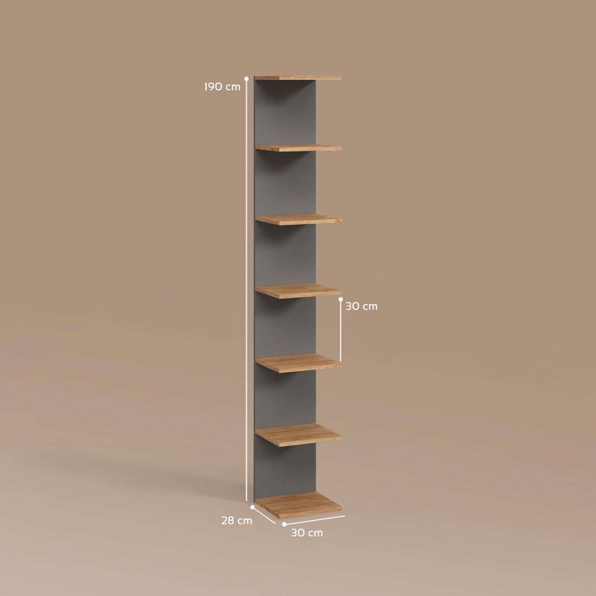 WANDREGAL Vesuvio Anthrazit 30 x 190 cm 2er Set - Anthrazit, Holzwerkstoff (30/190/28cm) - Livinity®