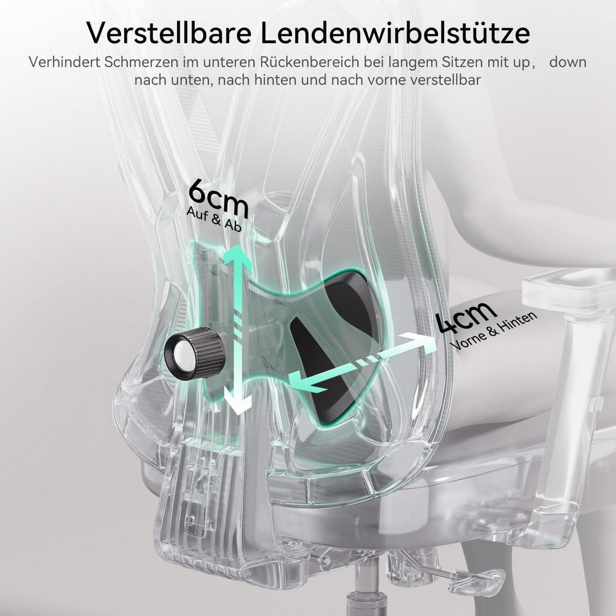 BÜROSTUHL P5 mit Lordosenstütze und Fußstütze Schwarz - Schwarz, Kunststoff (65/107/42cm)