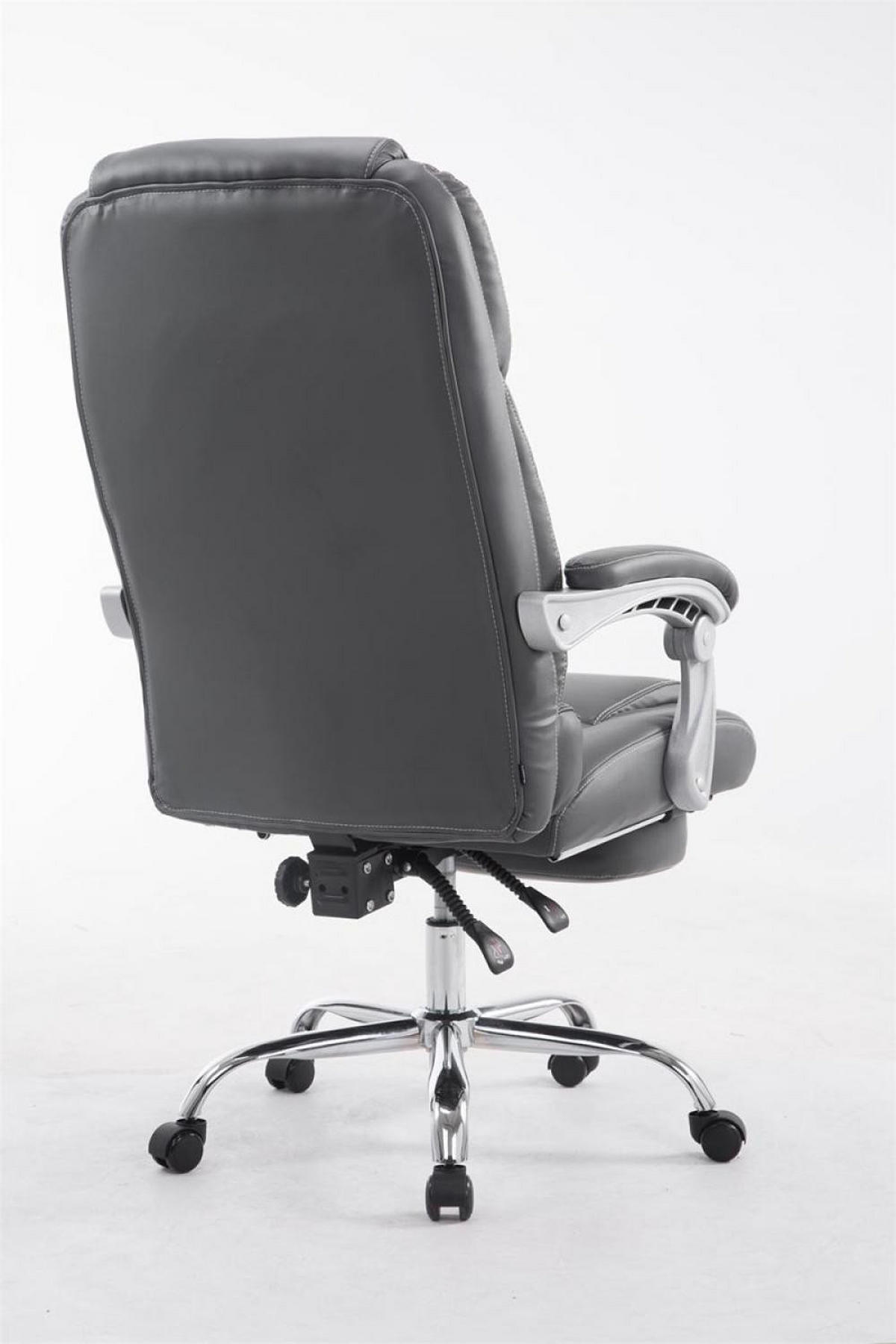 CHEFSESSEL Lederlook grau - Chromfarben/Grau, Textil/Metall (68/118/64cm) - CLP