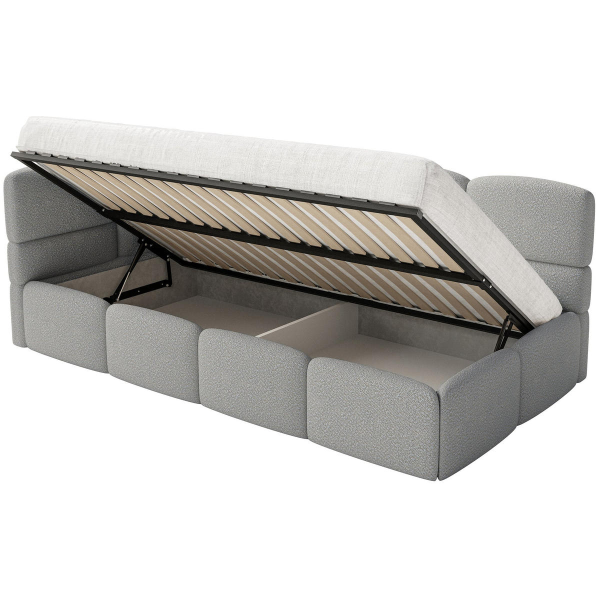 JUGENDBETT Cloudy Grau 120 cm, Bouclé - Schwarz/Grau, Kunststoff/Textil (120/200cm) - Selsey