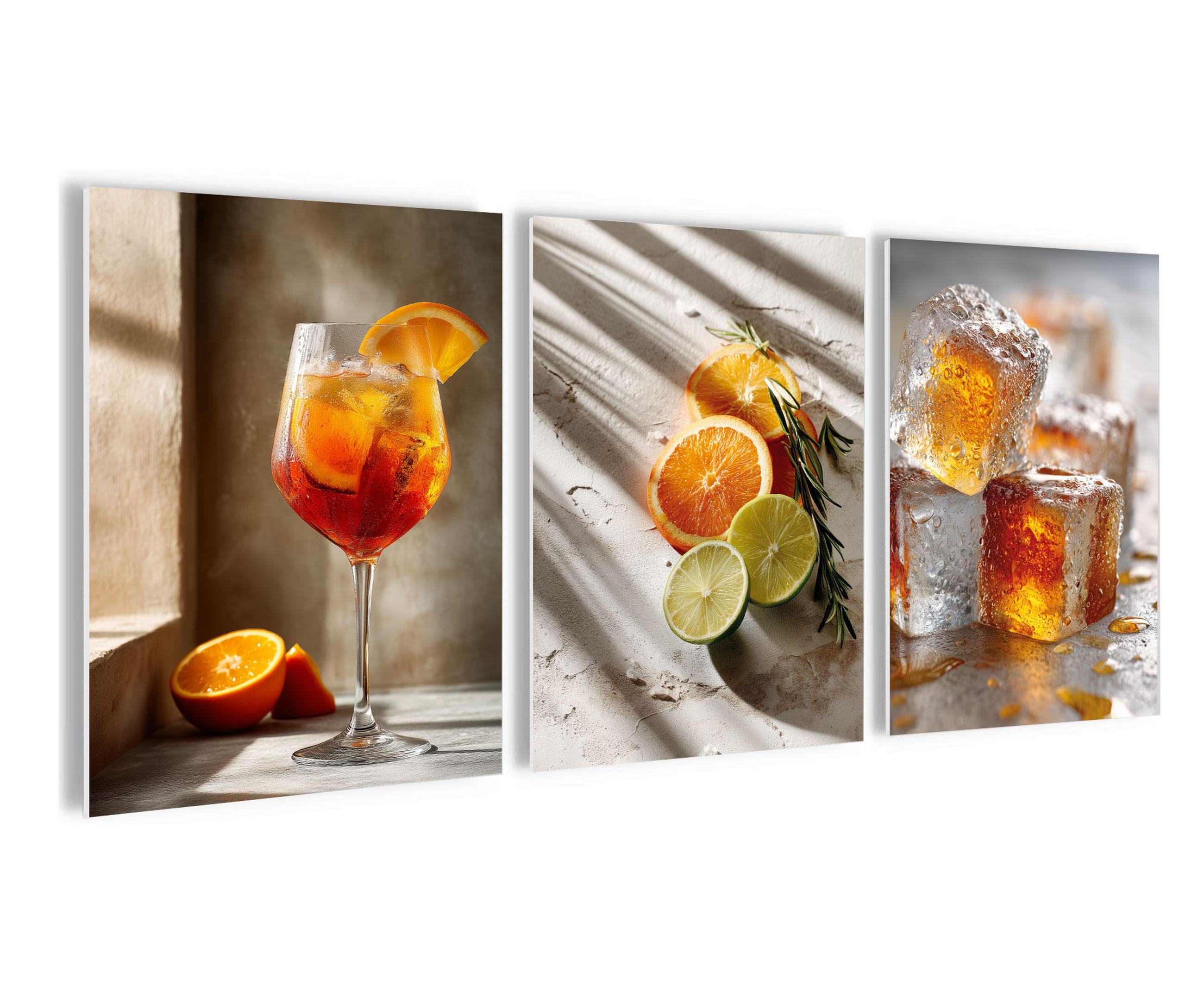 BILDERSET 3er-Set 30x40 cm Küche Küchenbilder Aperol Spritz - Beige, Kunststoff (30/40cm) - artissimo