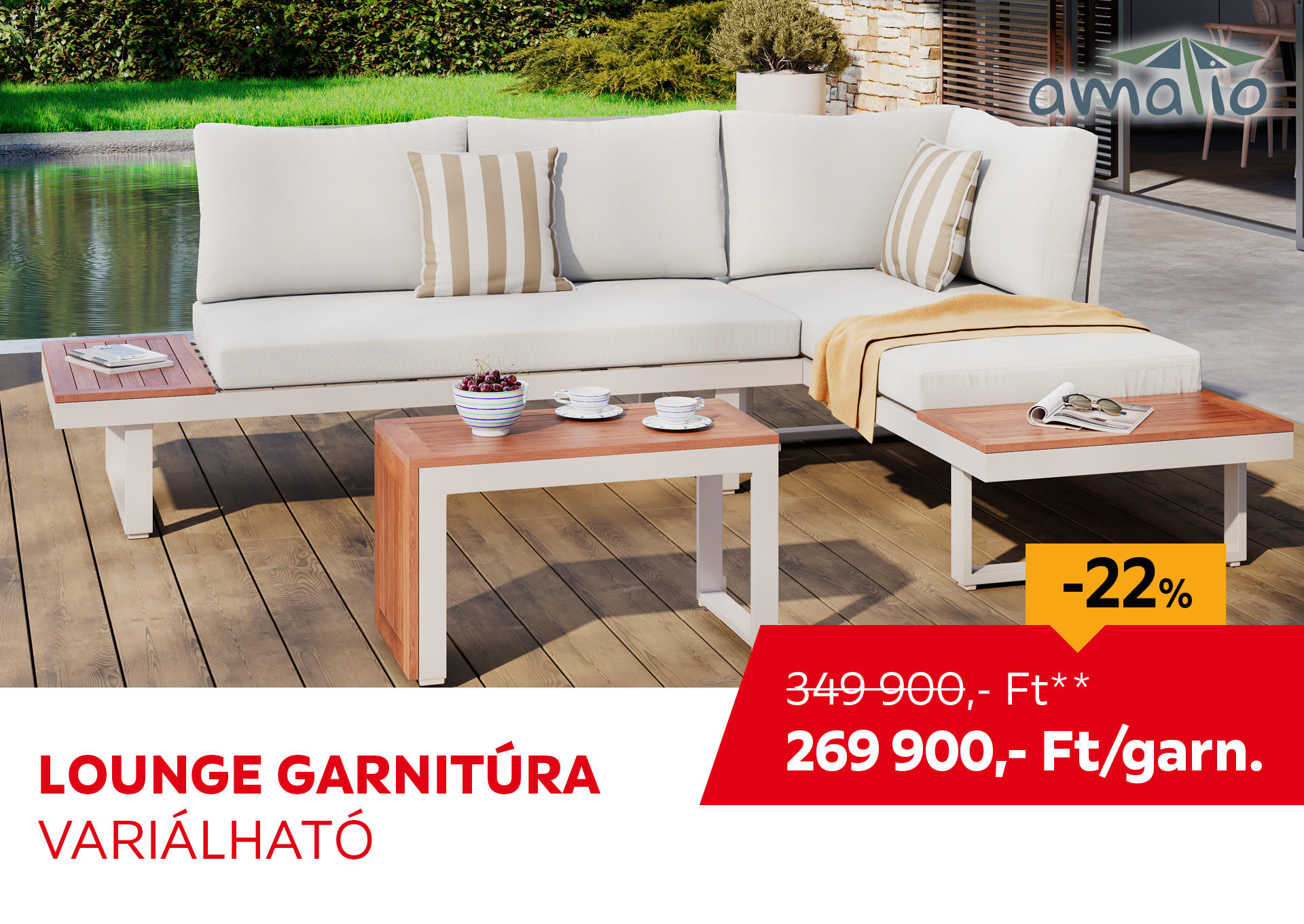LOUNGE GARNITÚRA Kiemelt termék 349900 Ft.- helyett 269900 Ft.-