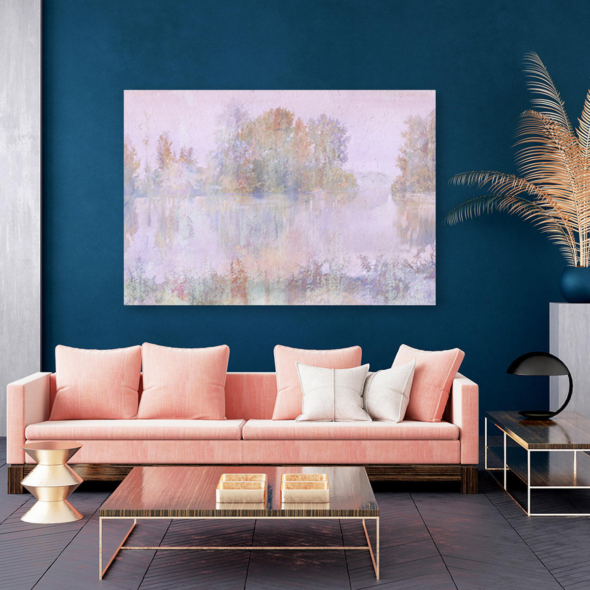 WANDBILD seeblick - Pink, Textil (60/40cm) - Feeby