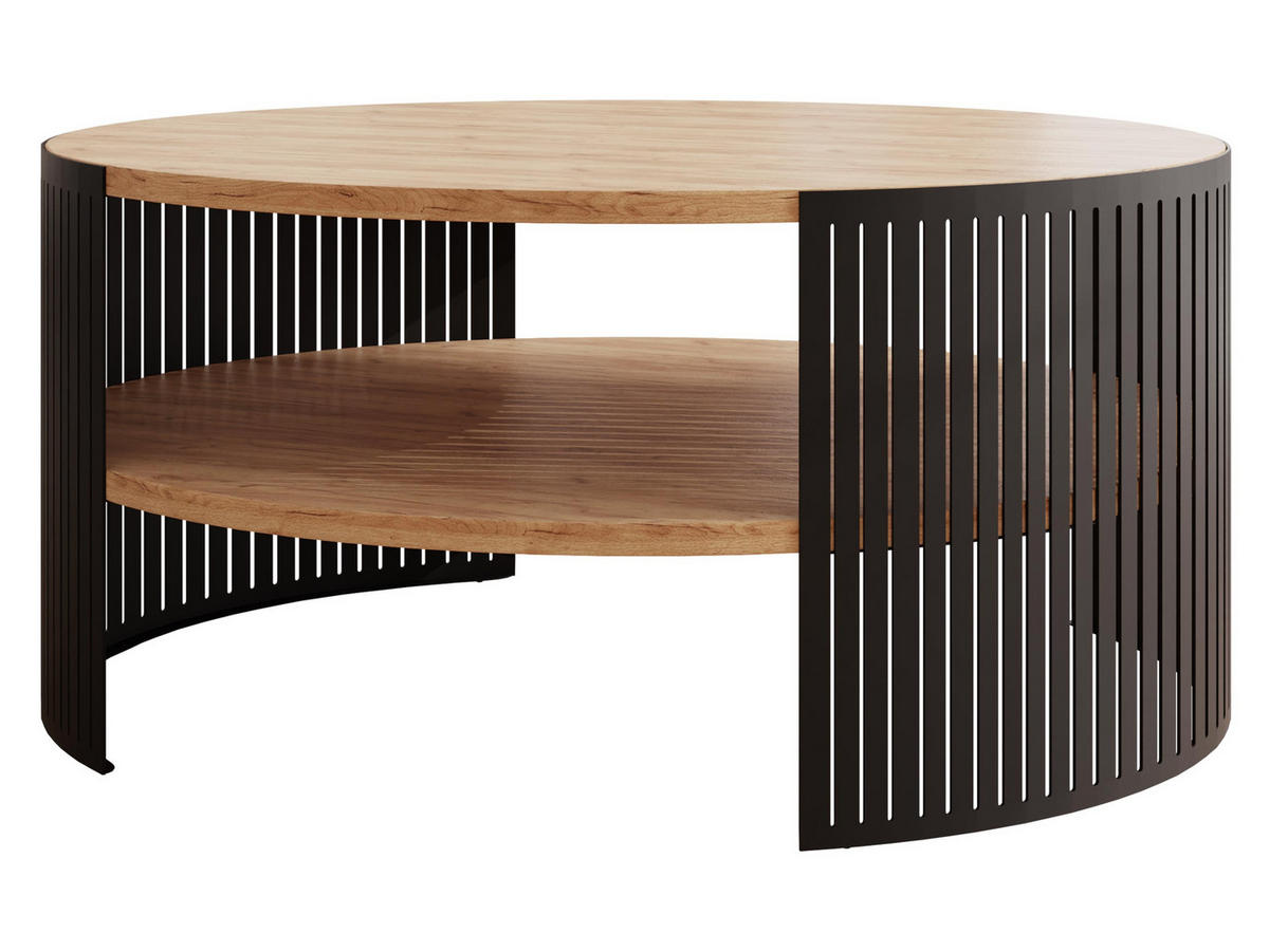 COUCHTISCH Fikoli - Eichefarben/Schwarz, Holzwerkstoff/Metall (75/75/40cm) - MIRJAN24