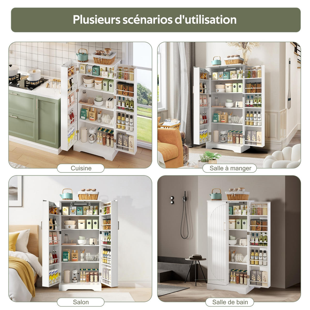 KÜCHENSCHRANK weiß 60cm, 60/128/35 cm, MDF, SCHRANK MIT LED SENSORLEUCHTE, für Küche - Weiß, Holzwerkstoff (35/128/60cm) - Rolipo