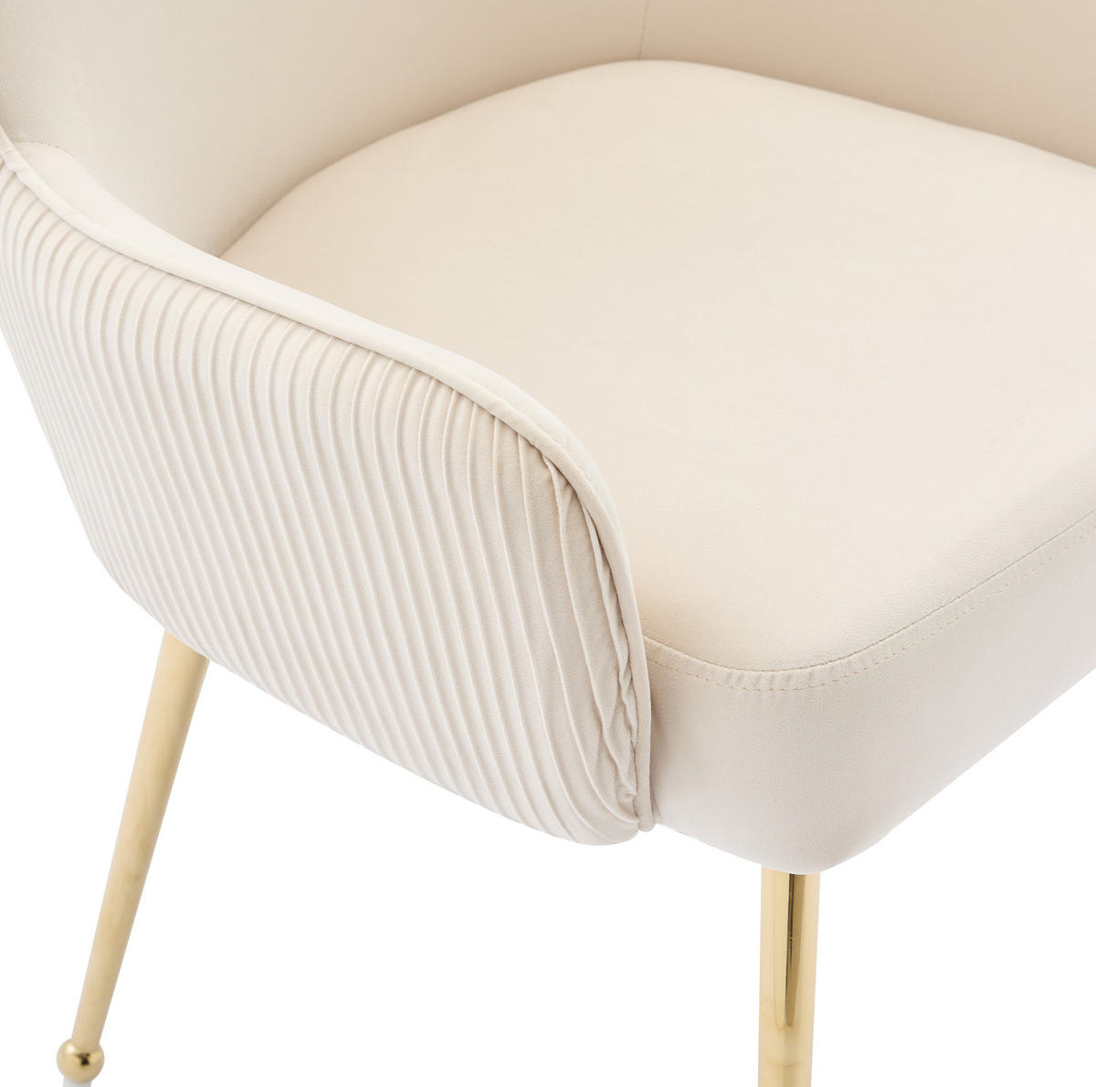 ESSZIMMERSTUHL 4er-Set mit Armlehnen Samt Beige/Gold - Beige, Metall (47.5/83/57.1cm) - Meubliv