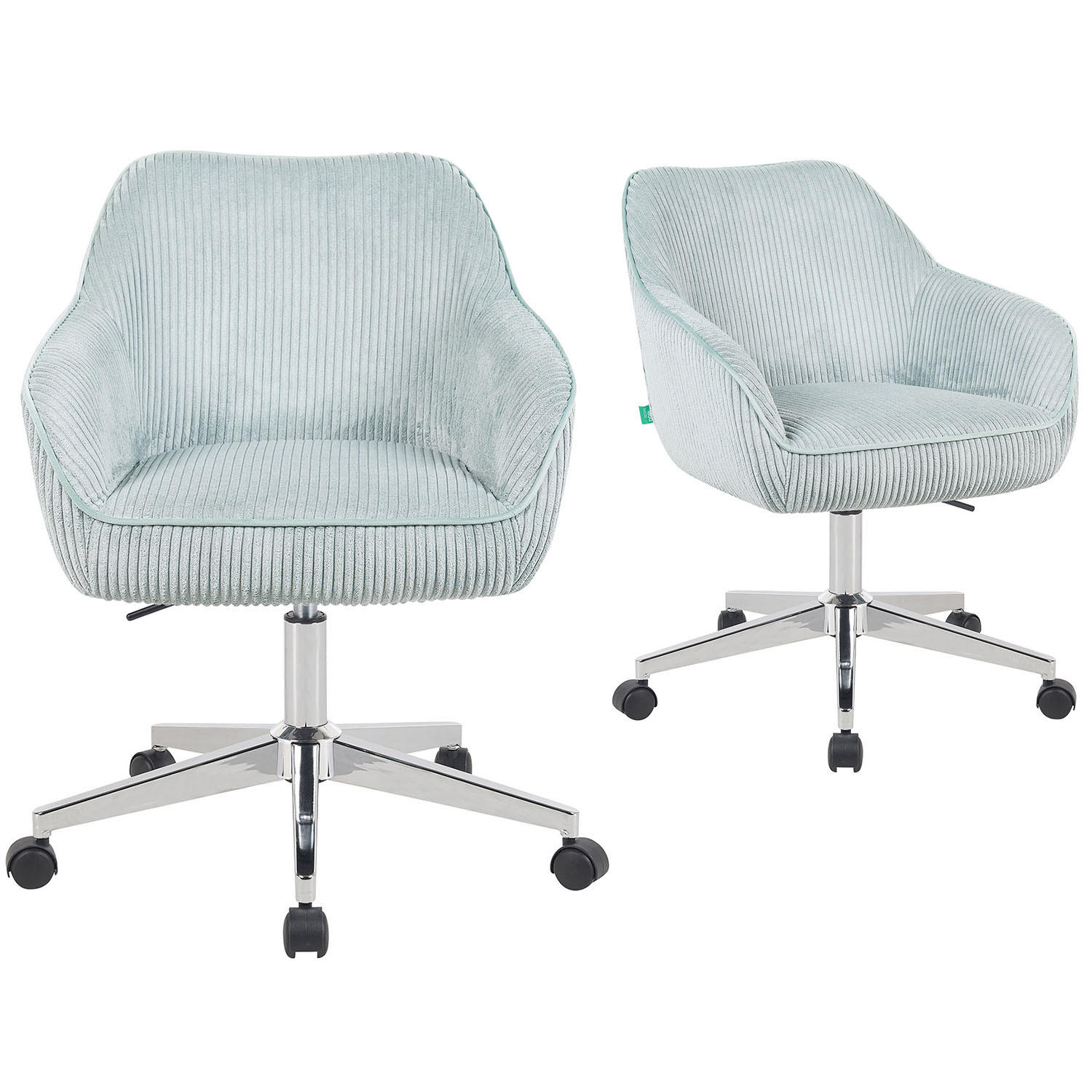 BÜROSTUHL Mika-Noel 2er-Set - Chromfarben/Hellblau, Textil/Metall (60/79/61cm) - DUBI Möbel