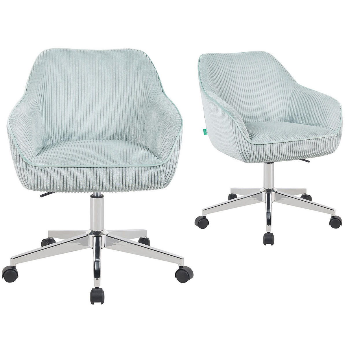 BÜROSTUHL Mika-Noel 2er-Set - Chromfarben/Hellblau, Textil/Metall (60/79/61cm) - DUBI Möbel