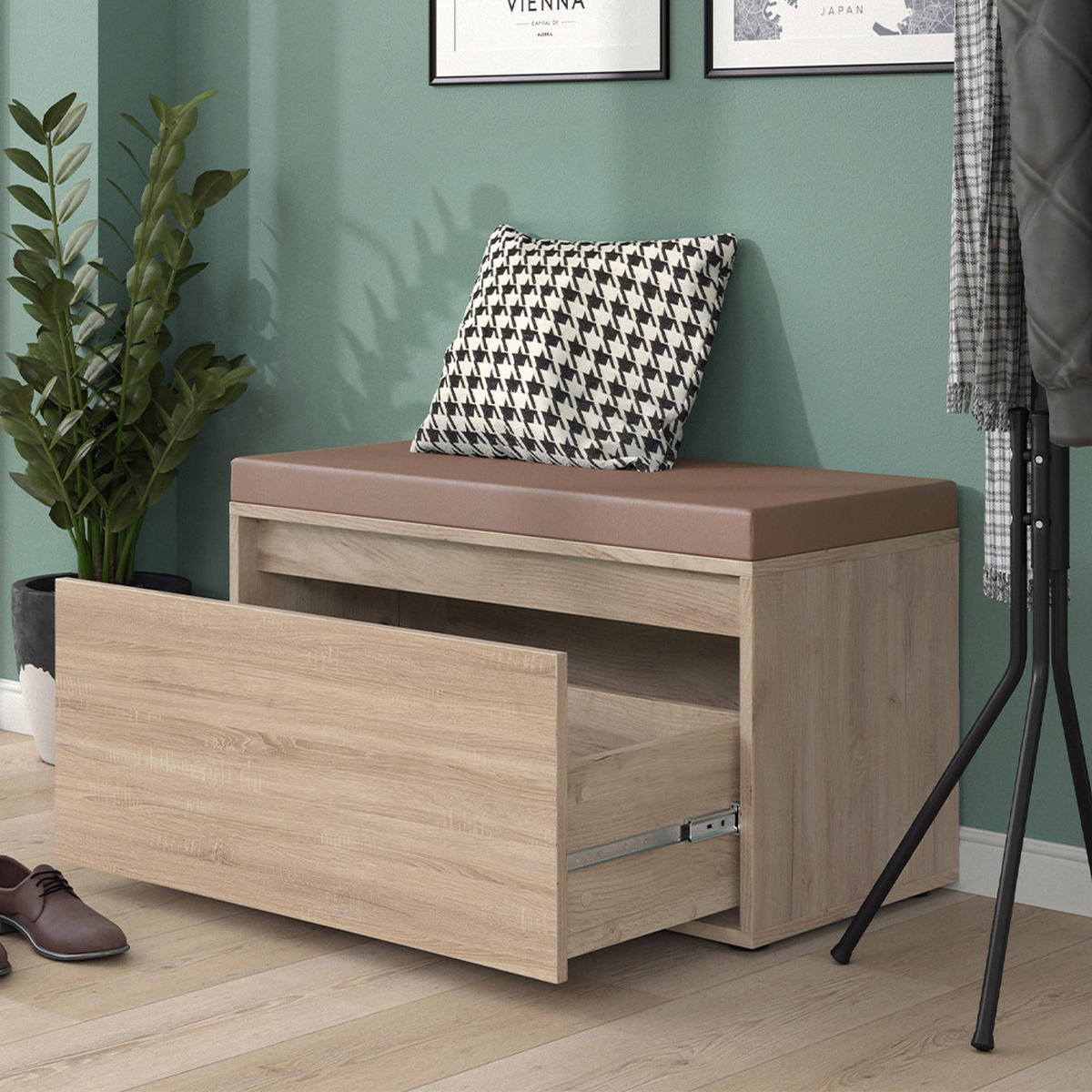 BOTNÍK S LAVICÍ Iker Sonoma - Sonoma dub, kompozitní dřevo (80/45/39cm) - Vicco