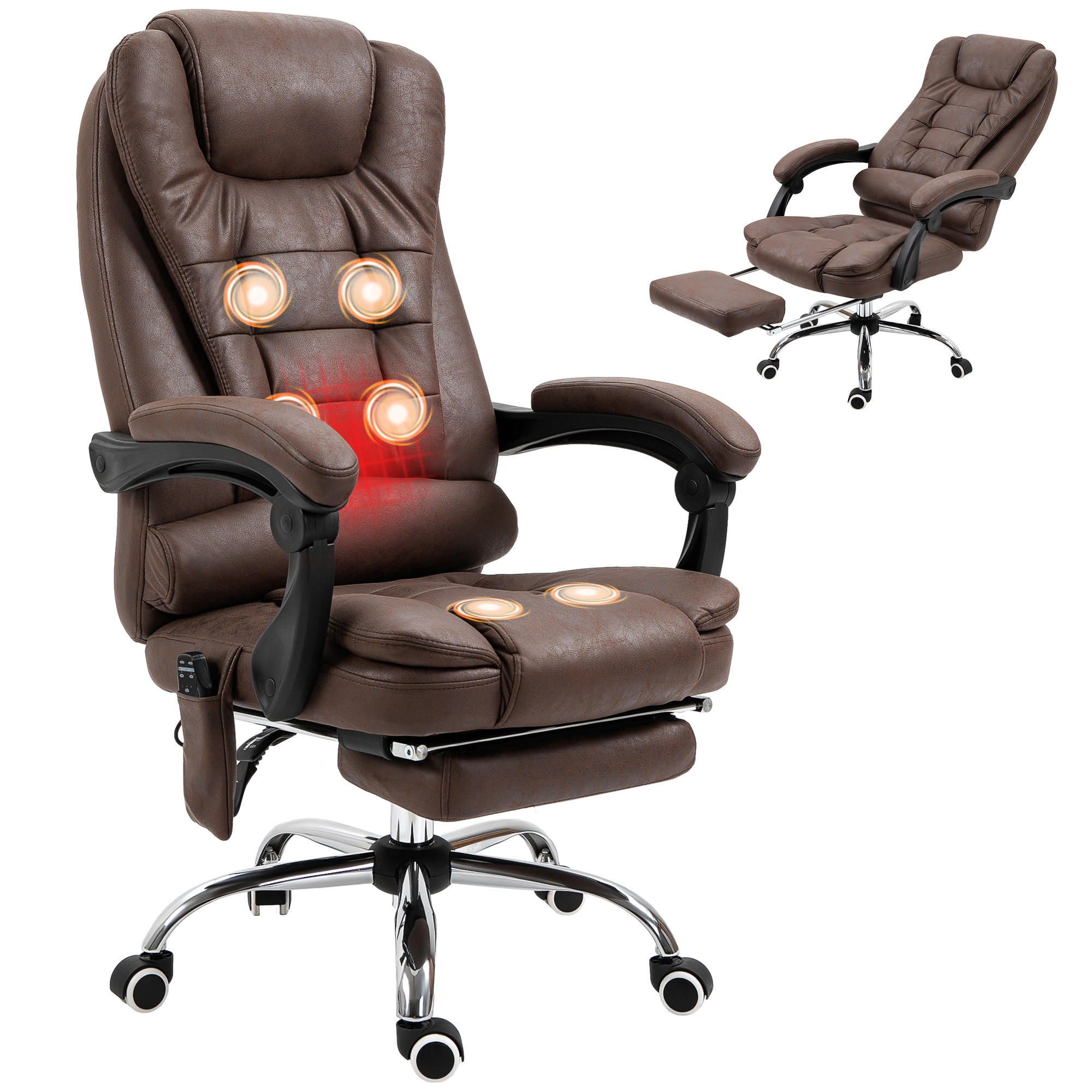 BÜROSTUHL Braun mit Massage- und Liegefunktion - Braun, Textil (65/119/70cm) - PANGIVO