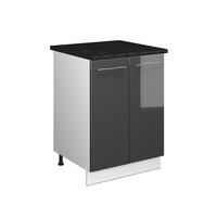 SPÜLENUNTERSCHRANK Fame-Line, Anthrazit Hochglanz/Weiß, 60 cm - Schwarz Hochglanz/Weiß, Holzwerkstoff (60/82/60cm) - Vicco