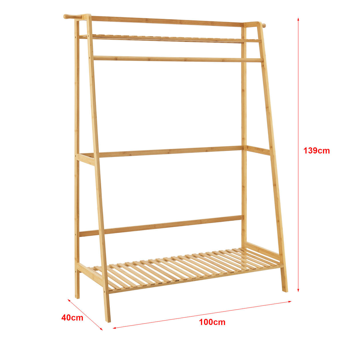 GARDEROBENSTÄNDER Föglö - Naturfarben, Holz (100/139/40cm) - [en.casa]