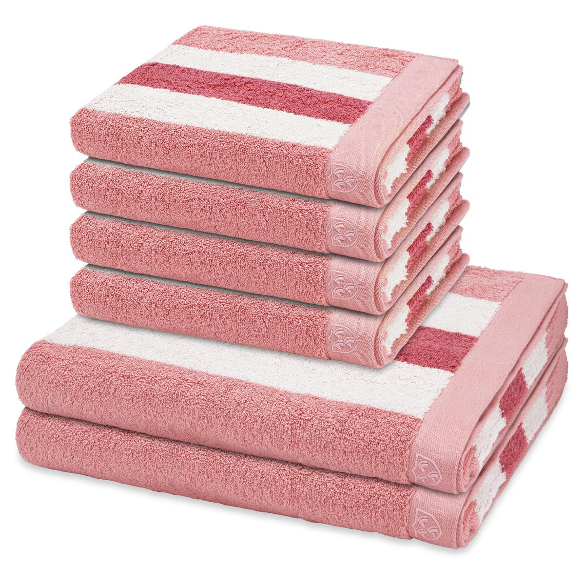 FROTTIERSET Doubleface Stripes 6-teilig - Rosa, Textil (50/100cm) - Ross