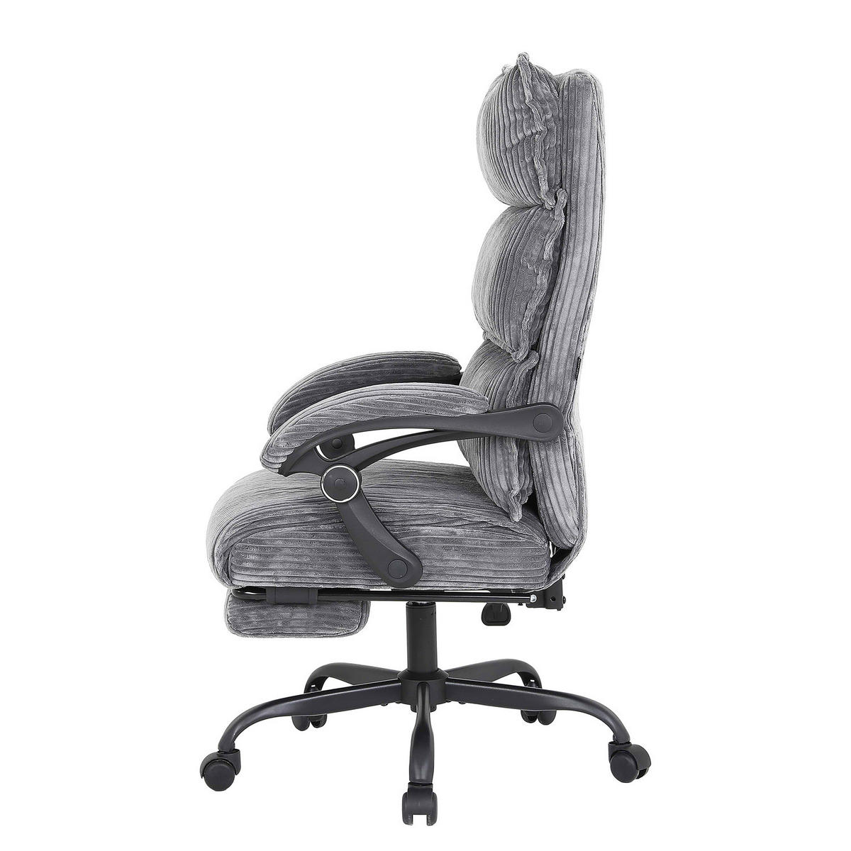 BÜRODREHSTUHL mit Fußablage - Schwarz/Grau, Textil/Metall (71/116/71cm) - home24