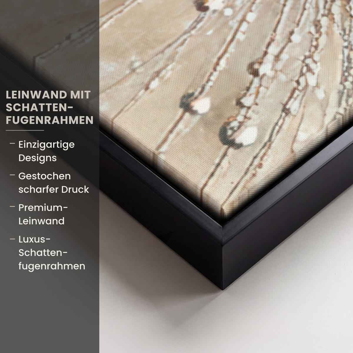 LEINWAND Bilder mit Rahmen - Löwenzahn - Abstrakt - Natur - Beige - 60x90 - Braun, Textil (60/90cm) - MuchoWow